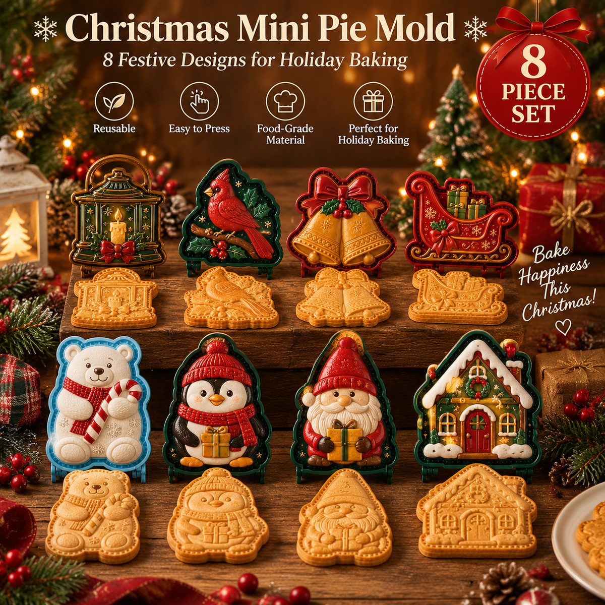 🎅Christmas Sale 49% OFF🍪98-Design Christmas Mini Pie Mold