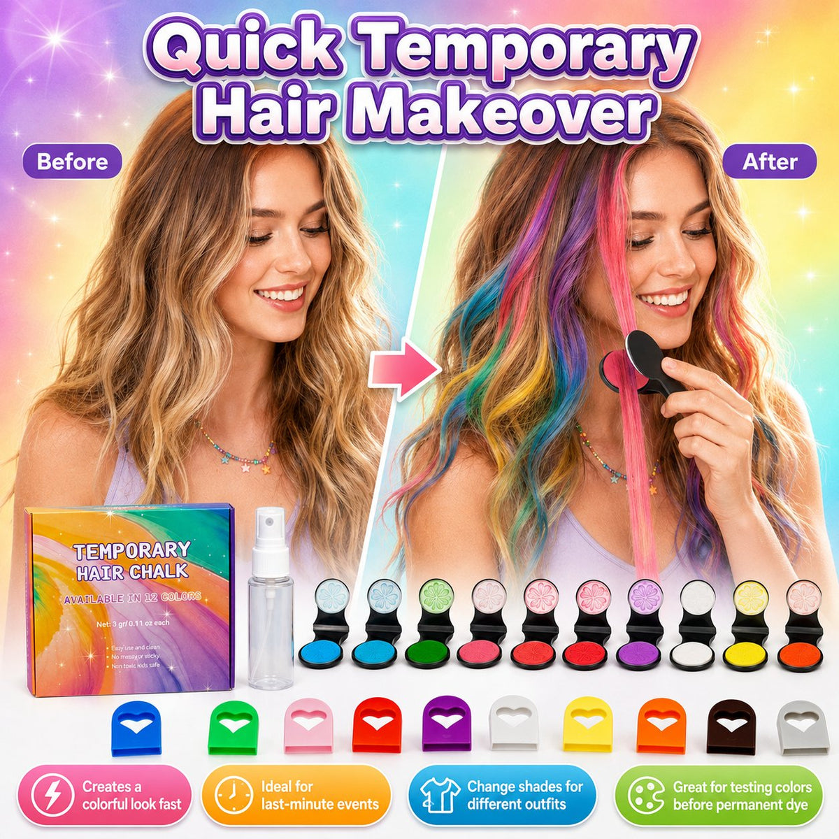 Liosera® 🌈Temporary Hair Chalk Applicator Set