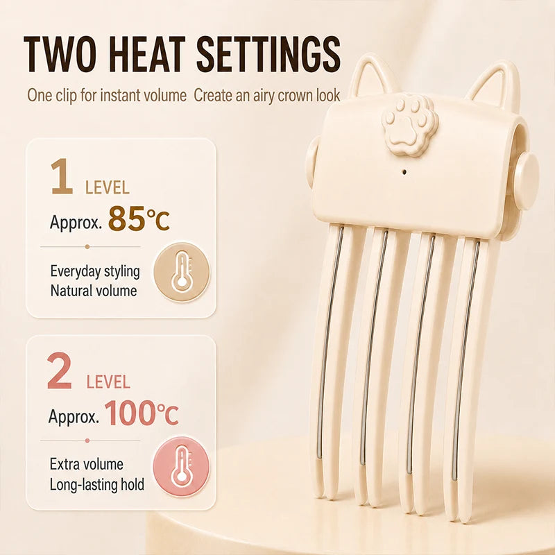 Wireless Hot Curler for Adding Volume to Hair Roots. Portable Styling Tool for Travel